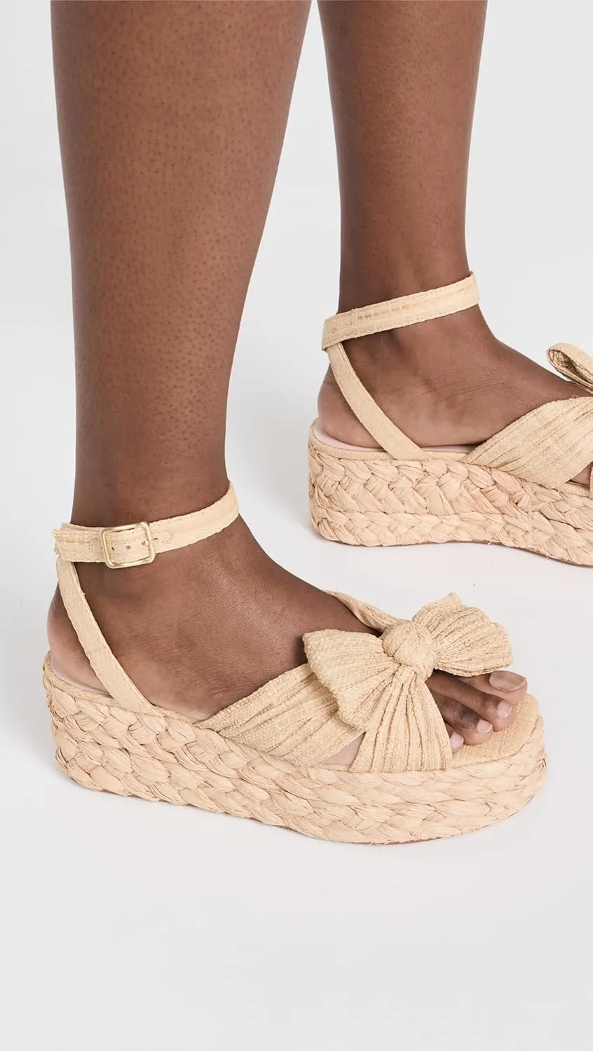 Loeffler Randall Women's Gaby Pleated Bow Bow Braided Espadrilles
