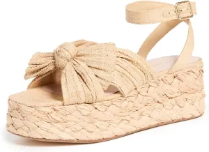 Loeffler Randall Women's Gaby Pleated Bow Bow Braided Espadrilles