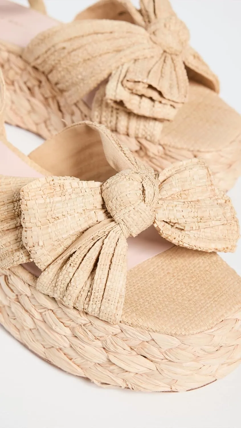 Loeffler Randall Women's Gaby Pleated Bow Bow Braided Espadrilles