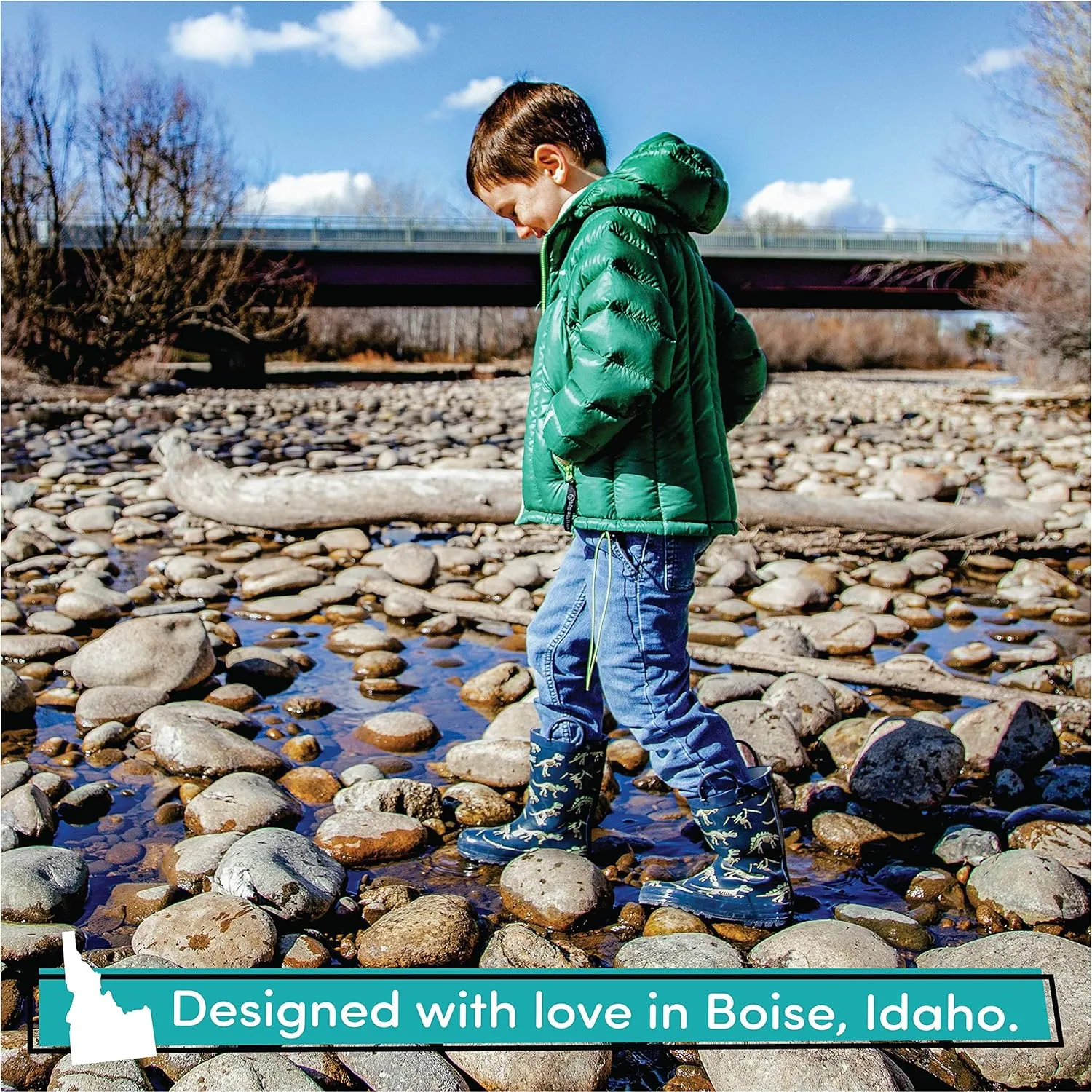 Lone Cone Kids Rain Boots for Girls & Boys – Waterproof Natural Rubber Toddler Rain Boots with Non-Slip Outsole & Easy Pull Handles – Solid, Pattern & Glitter Designs