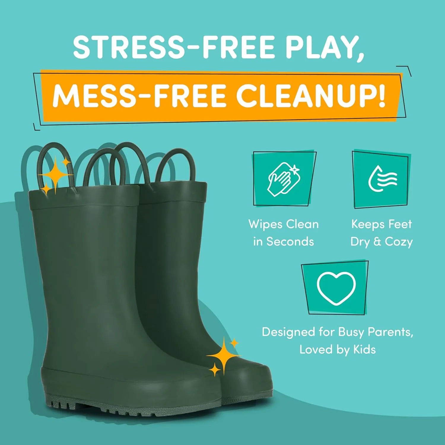 Lone Cone Premium Natural Rubber Rain Boots for Toddlers and Kids with Solid Design