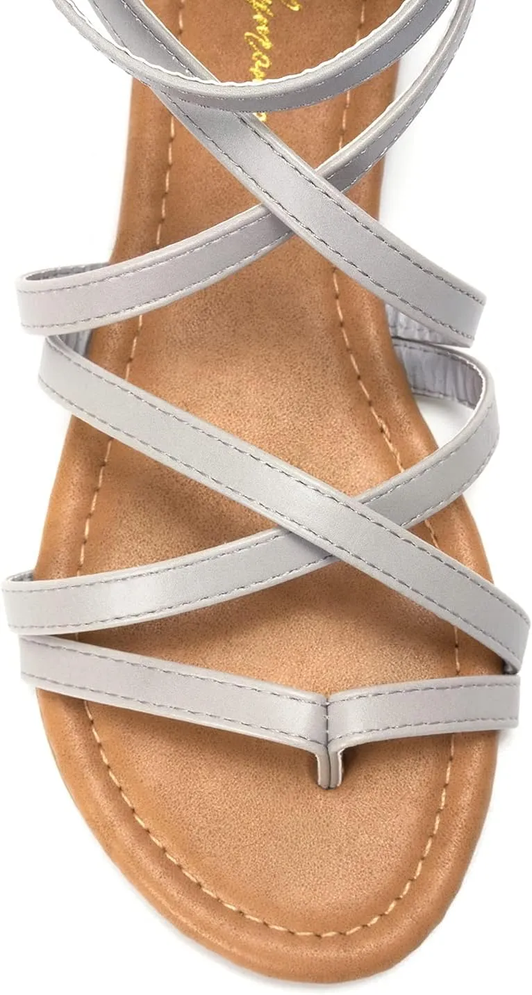 Luffymomo Women's Gladiator Strap Sandals Flat Fisherman Thong Cross Strappy Sandals
