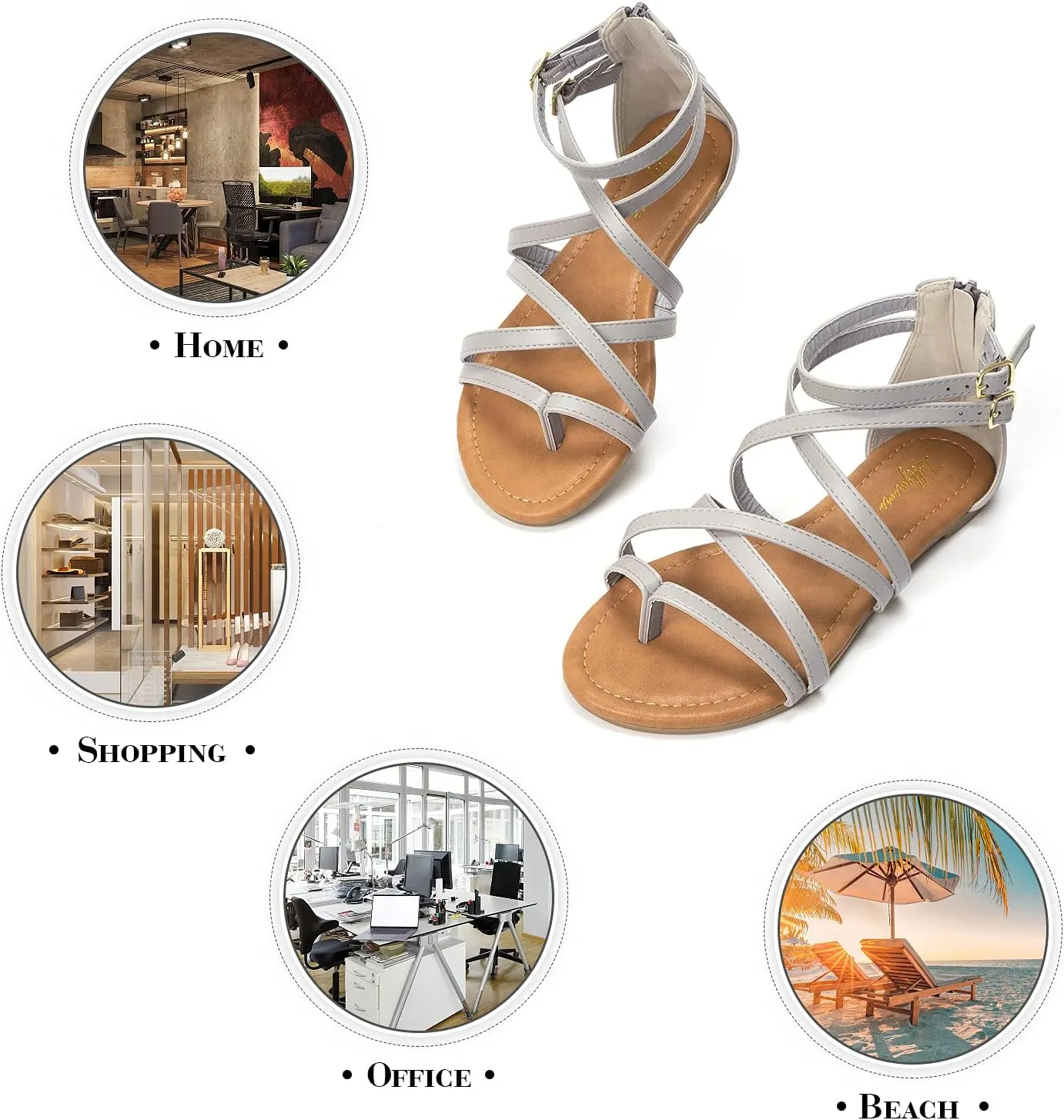 Luffymomo Women's Gladiator Strap Sandals Flat Fisherman Thong Cross Strappy Sandals