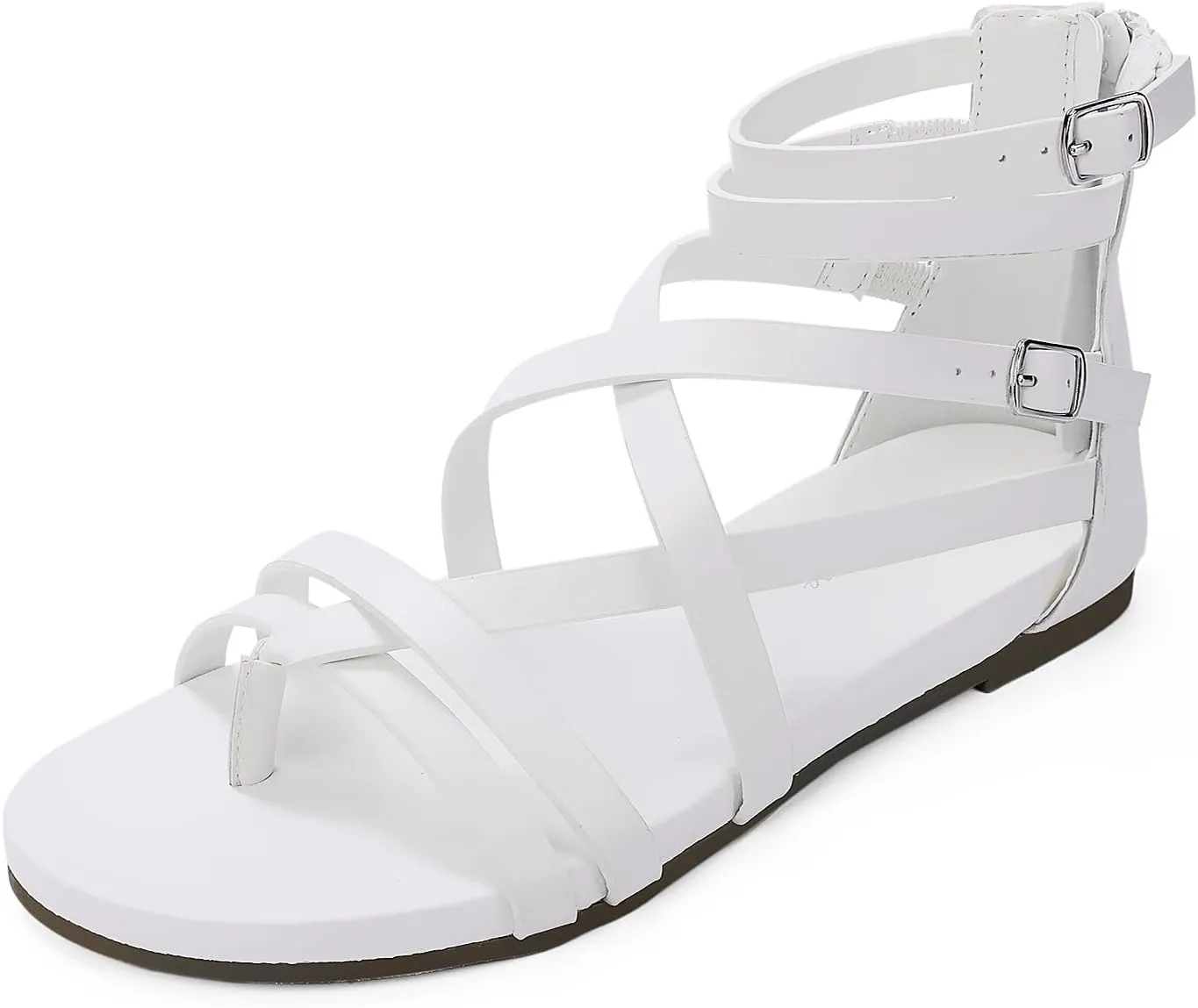 Luffymomo Women's Gladiator Strap Sandals Flat Fisherman Thong Cross Strappy Sandals