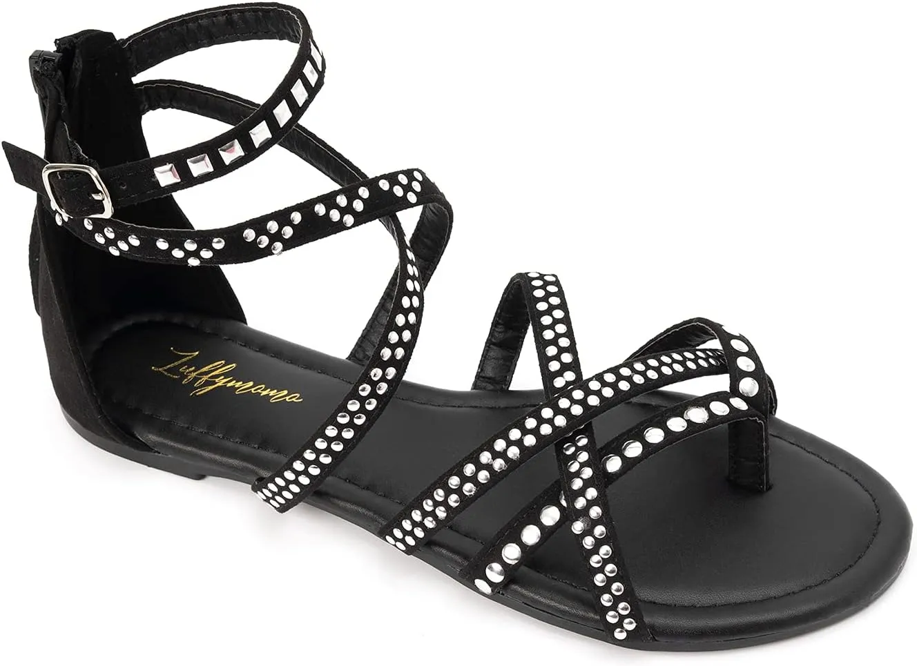 Luffymomo Women's Gladiator Strap Sandals Flat Fisherman Thong Cross Strappy Sandals