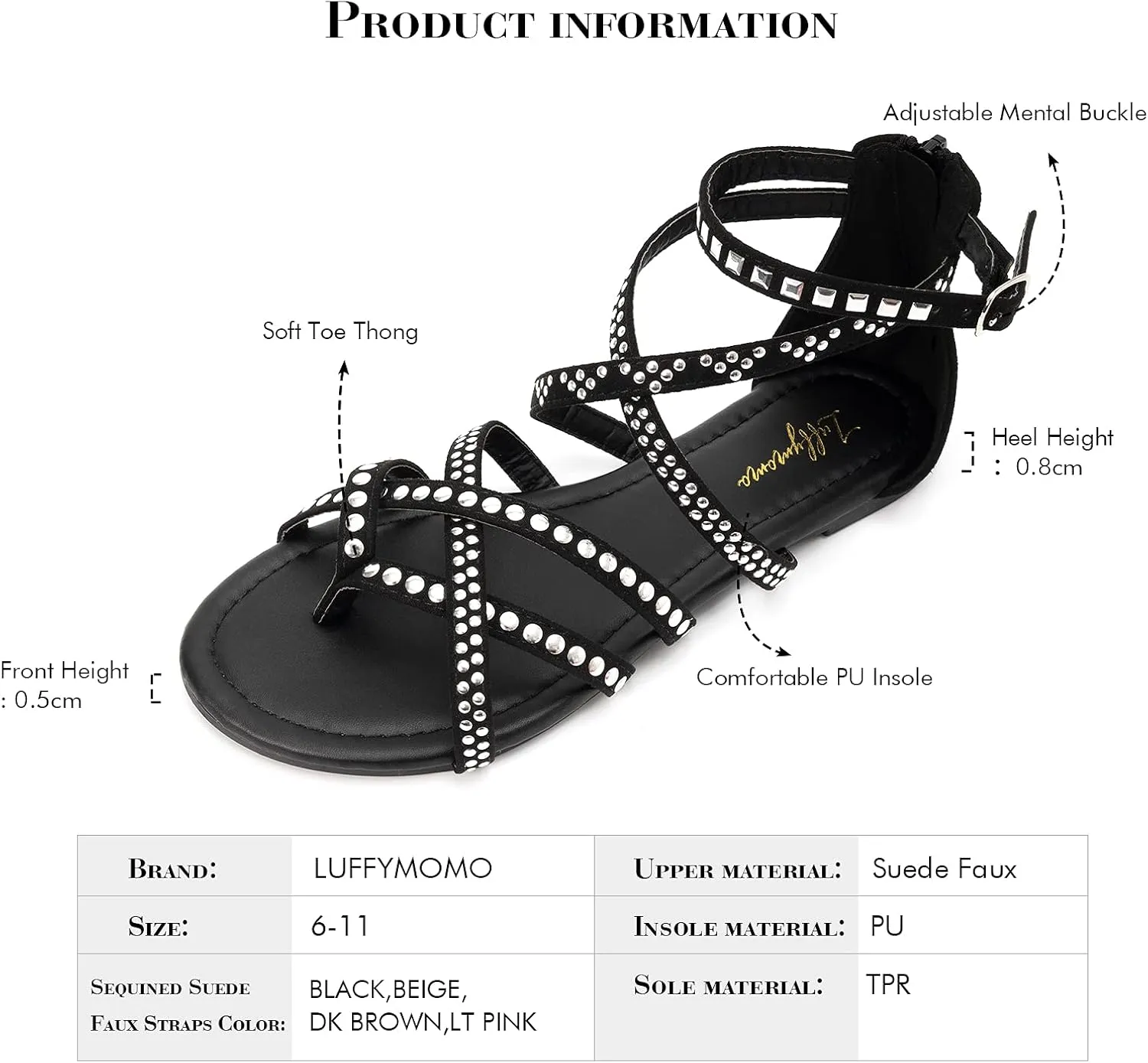 Luffymomo Women's Gladiator Strap Sandals Flat Fisherman Thong Cross Strappy Sandals