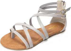 Luffymomo Women's Gladiator Strap Sandals Flat Fisherman Thong Cross Strappy Sandals
