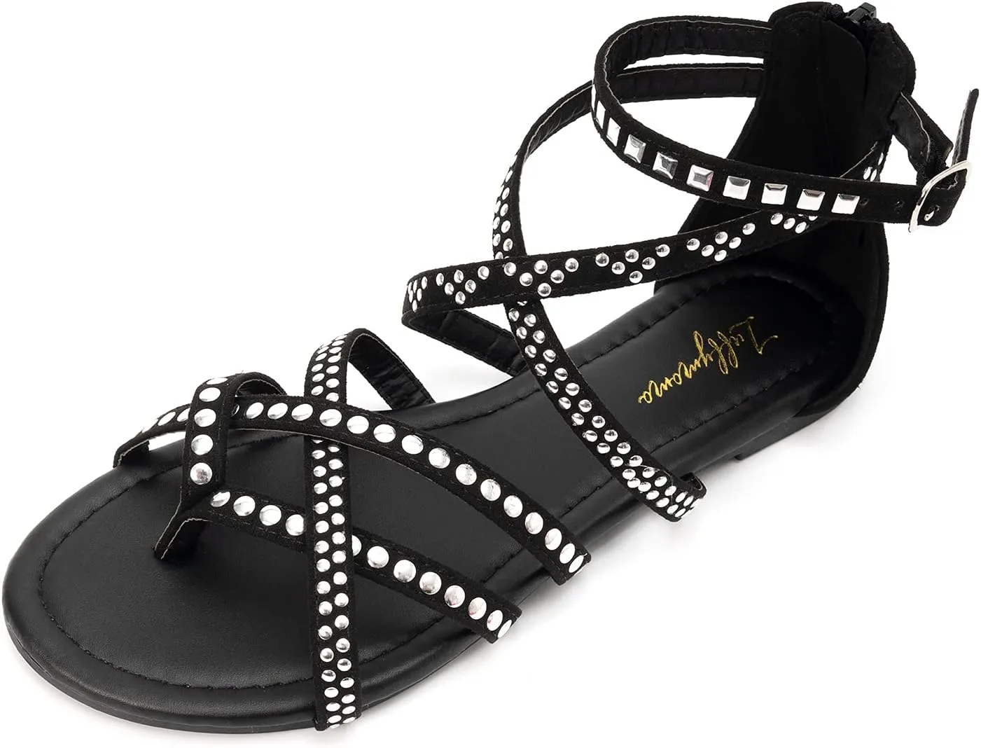 Luffymomo Women's Gladiator Strap Sandals Flat Fisherman Thong Cross Strappy Sandals
