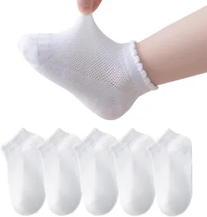 Meeshine Baby Girls Boys Mesh Thin Socks Toddler Low Cut Cotton Ankle No Show Socks for 1-8T Kids(5 Pairs)