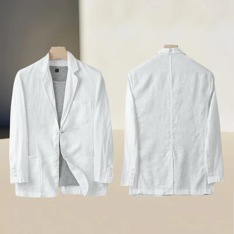 Men's British Style Linen Casual Loose Fit Single Blazer Jacket Outerwear