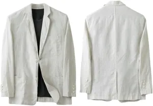 Men's British Style Linen Casual Loose Fit Single Blazer Jacket Outerwear