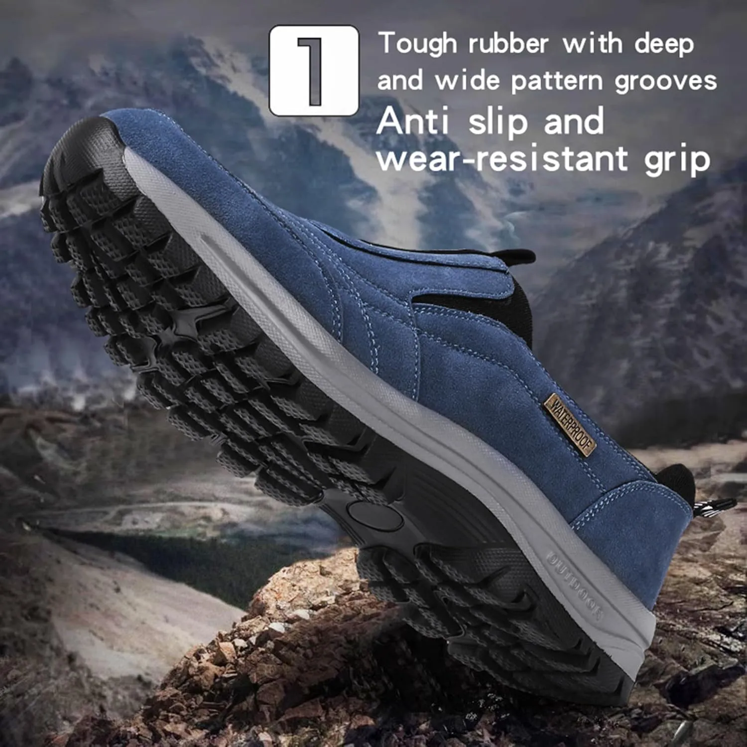 Men's Casual Fashion Waterproof Anti-Slip Lightweight Orthopedic Loafers,Low-top Safety Sneakers Comfortable Walking Boat Shoe，Extended Width Foot Breathable Sneakers