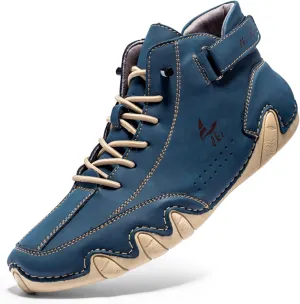Men's Casual Ltalian Handmade High Top high boots Leather Outdoor Walking Sneakers Slip-on Lightweight Non-Slip Waterproof Driving Chukka Boots