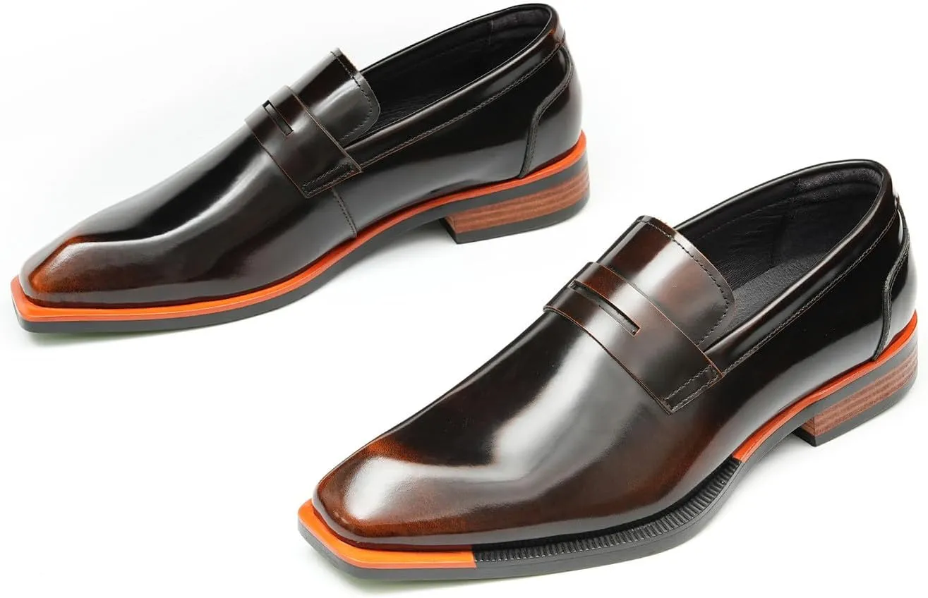 Men's Dress Loafers Slip-On Shoes - Patent Leather Pointed Toe Formal Business Casual Shoes for Wedding, Prom, Tuxedo - Comfortable Mocassins