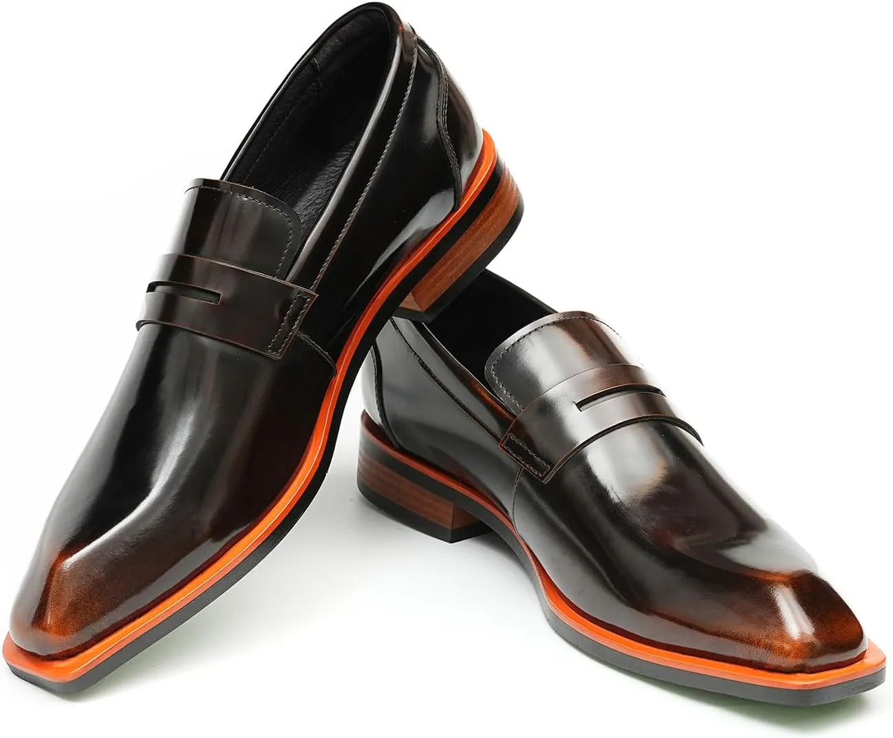 Men's Dress Loafers Slip-On Shoes - Patent Leather Pointed Toe Formal Business Casual Shoes for Wedding, Prom, Tuxedo - Comfortable Mocassins