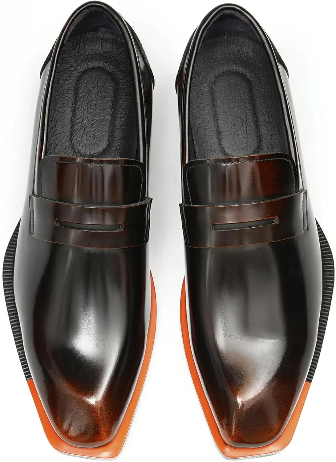 Men's Dress Loafers Slip-On Shoes - Patent Leather Pointed Toe Formal Business Casual Shoes for Wedding, Prom, Tuxedo - Comfortable Mocassins
