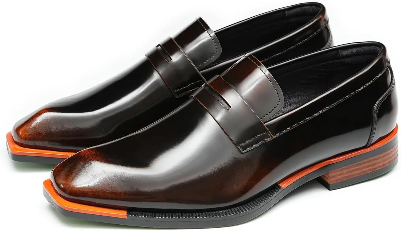 Men's Dress Loafers Slip-On Shoes - Patent Leather Pointed Toe Formal Business Casual Shoes for Wedding, Prom, Tuxedo - Comfortable Mocassins