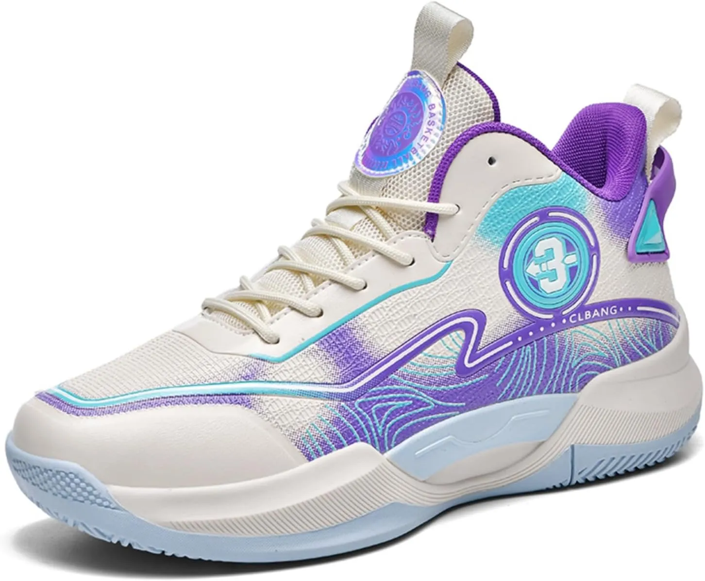 Men's High Top Basketball Shoes, Breathable Mesh Basketball Boots Suitable for Indoor/Outdoor Games