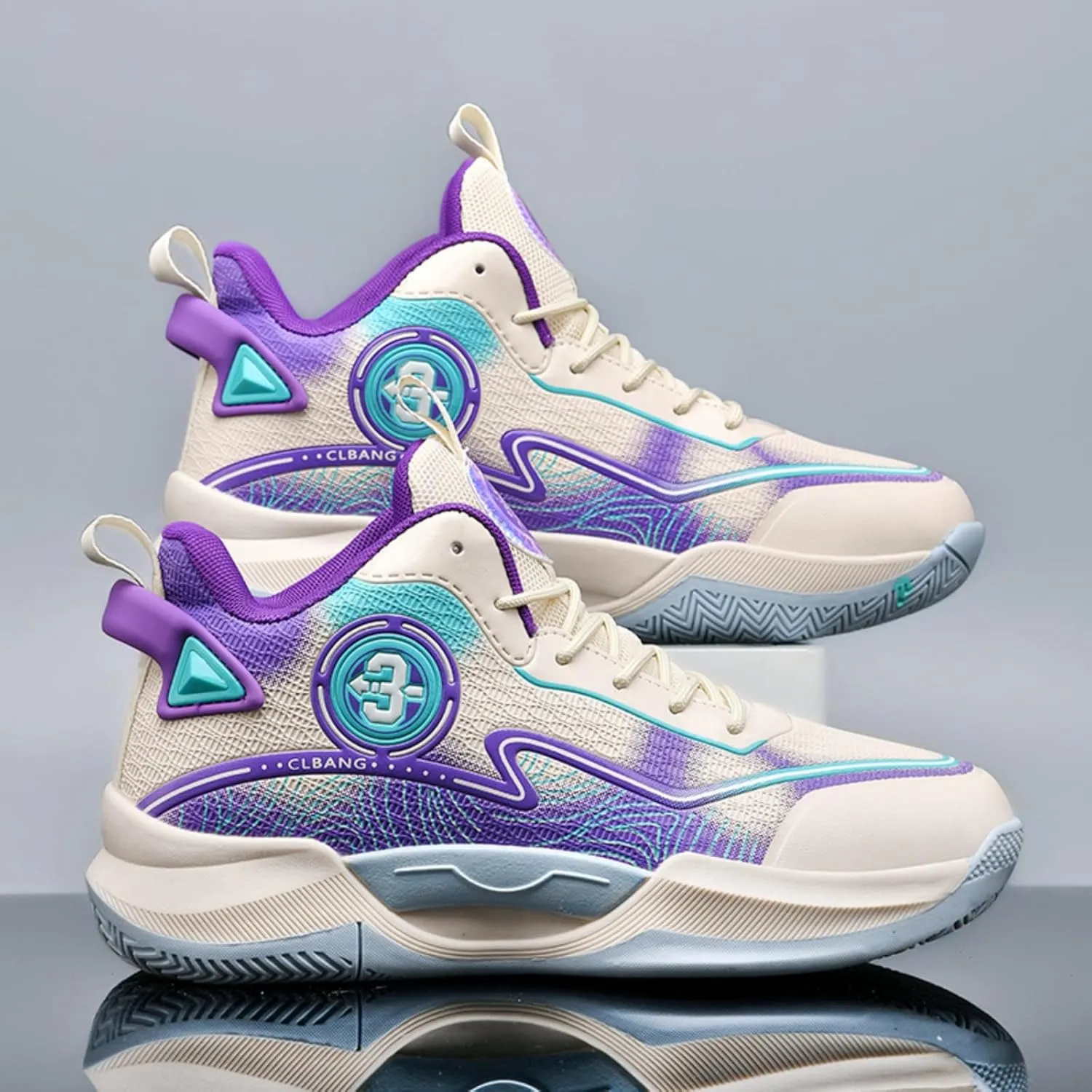 Men's High Top Basketball Shoes, Breathable Mesh Basketball Boots Suitable for Indoor/Outdoor Games