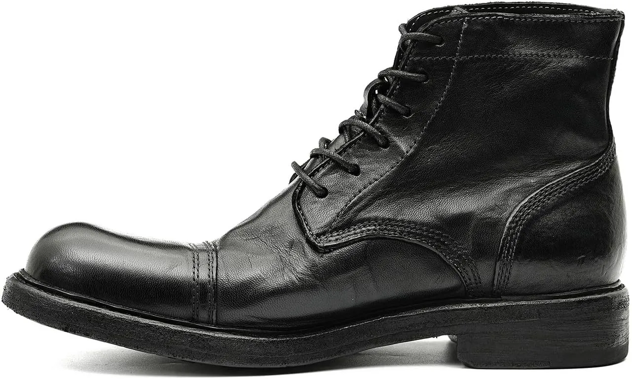 Mens Oxfords Boots Formal Dress Genuine Leather Cap Toe Ankle Boots Fashion Goodyear Handcrafted Lace Up Chelsea Boot Fashion Prom Wedding Business Casual Tuxedo Motorcycle Boots for Men