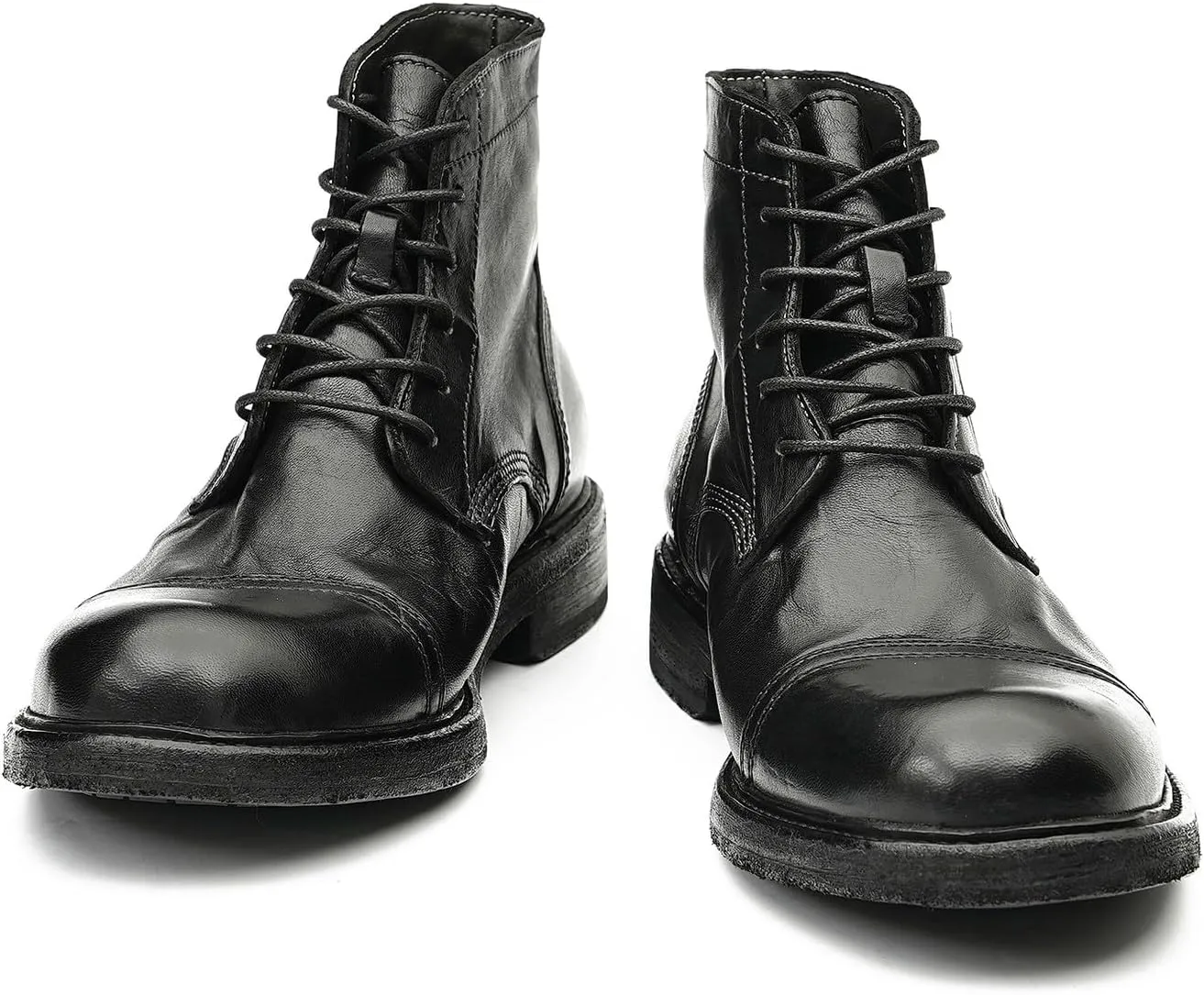 Mens Oxfords Boots Formal Dress Genuine Leather Cap Toe Ankle Boots Fashion Goodyear Handcrafted Lace Up Chelsea Boot Fashion Prom Wedding Business Casual Tuxedo Motorcycle Boots for Men