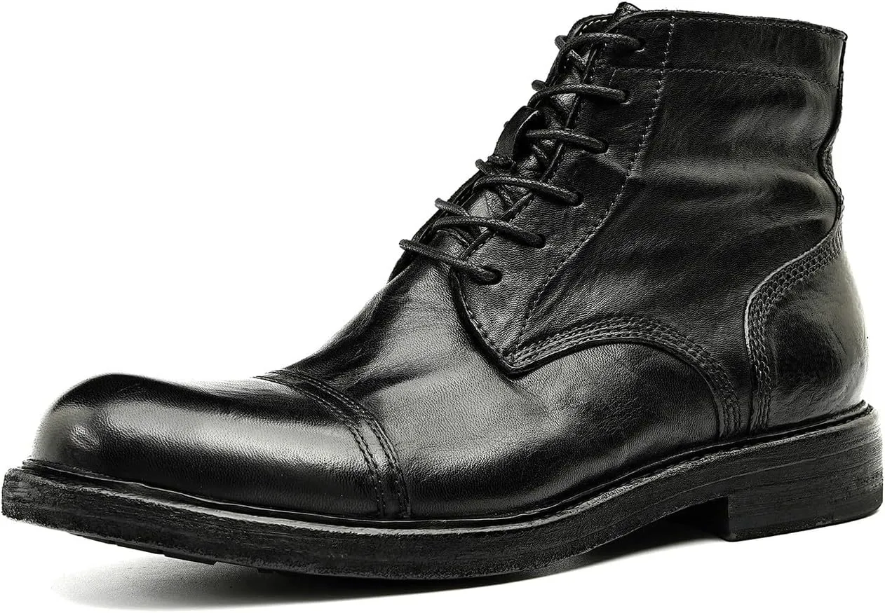 Mens Oxfords Boots Formal Dress Genuine Leather Cap Toe Ankle Boots Fashion Goodyear Handcrafted Lace Up Chelsea Boot Fashion Prom Wedding Business Casual Tuxedo Motorcycle Boots for Men