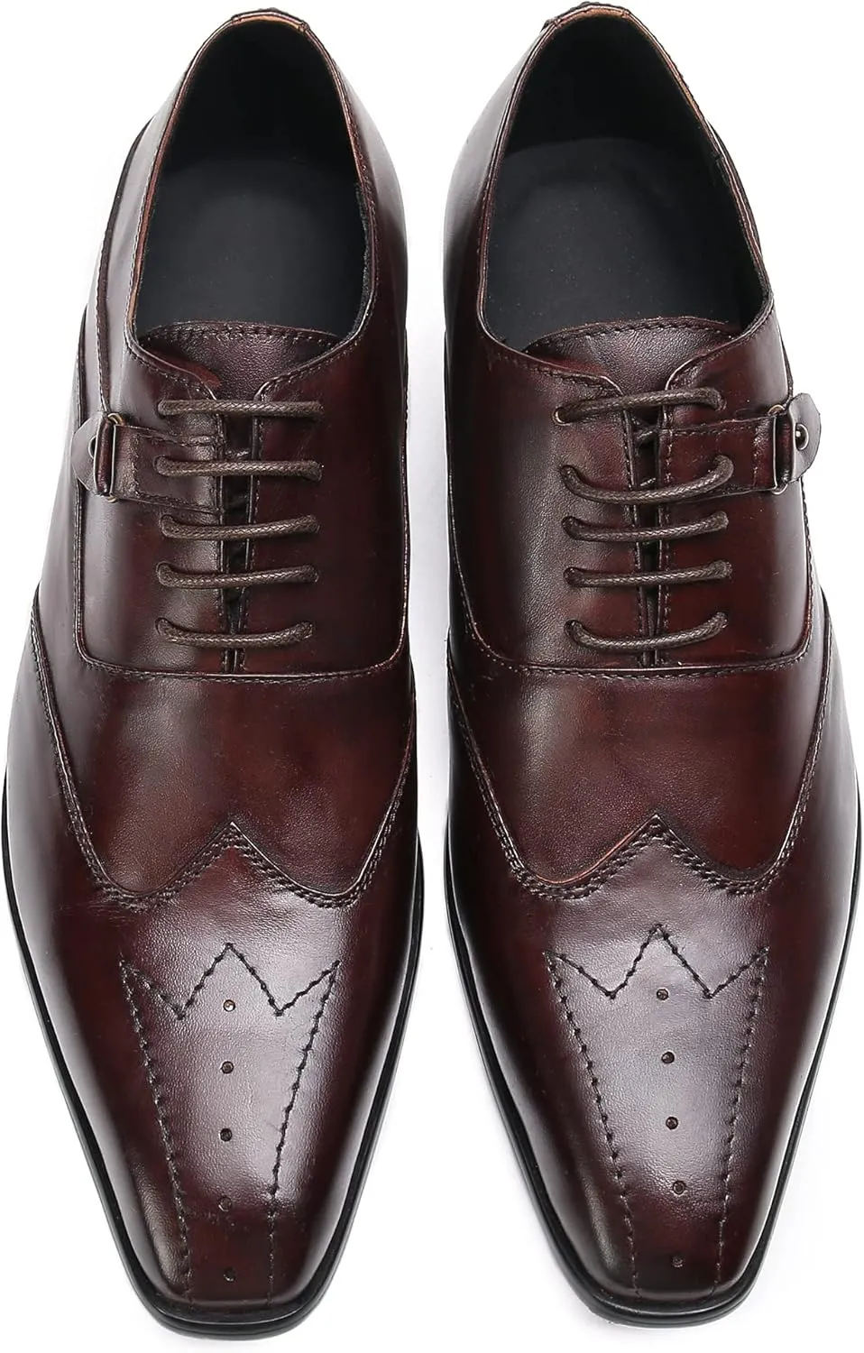 Mens Oxfords Formal Dress Shoes Genuine Leather Wingtip Brown Dress Derby Fashion Comfortable Business Casual Prom Wedding Tuxedo Shoes for Men
