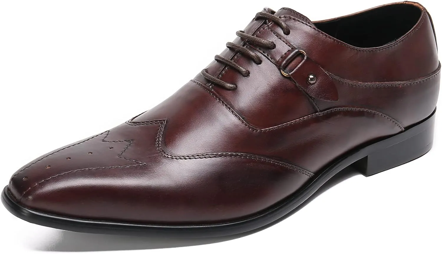 Mens Oxfords Formal Dress Shoes Genuine Leather Wingtip Brown Dress Derby Fashion Comfortable Business Casual Prom Wedding Tuxedo Shoes for Men