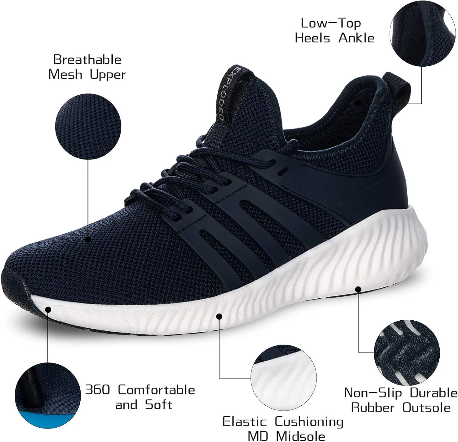 Mens Sneakers Walking Shoes - Memory Foam Athletic Tennis Running Workout Gym Ultra Lightweight Breathable Jogging Sports Shoes Slip on Casual Sneaker