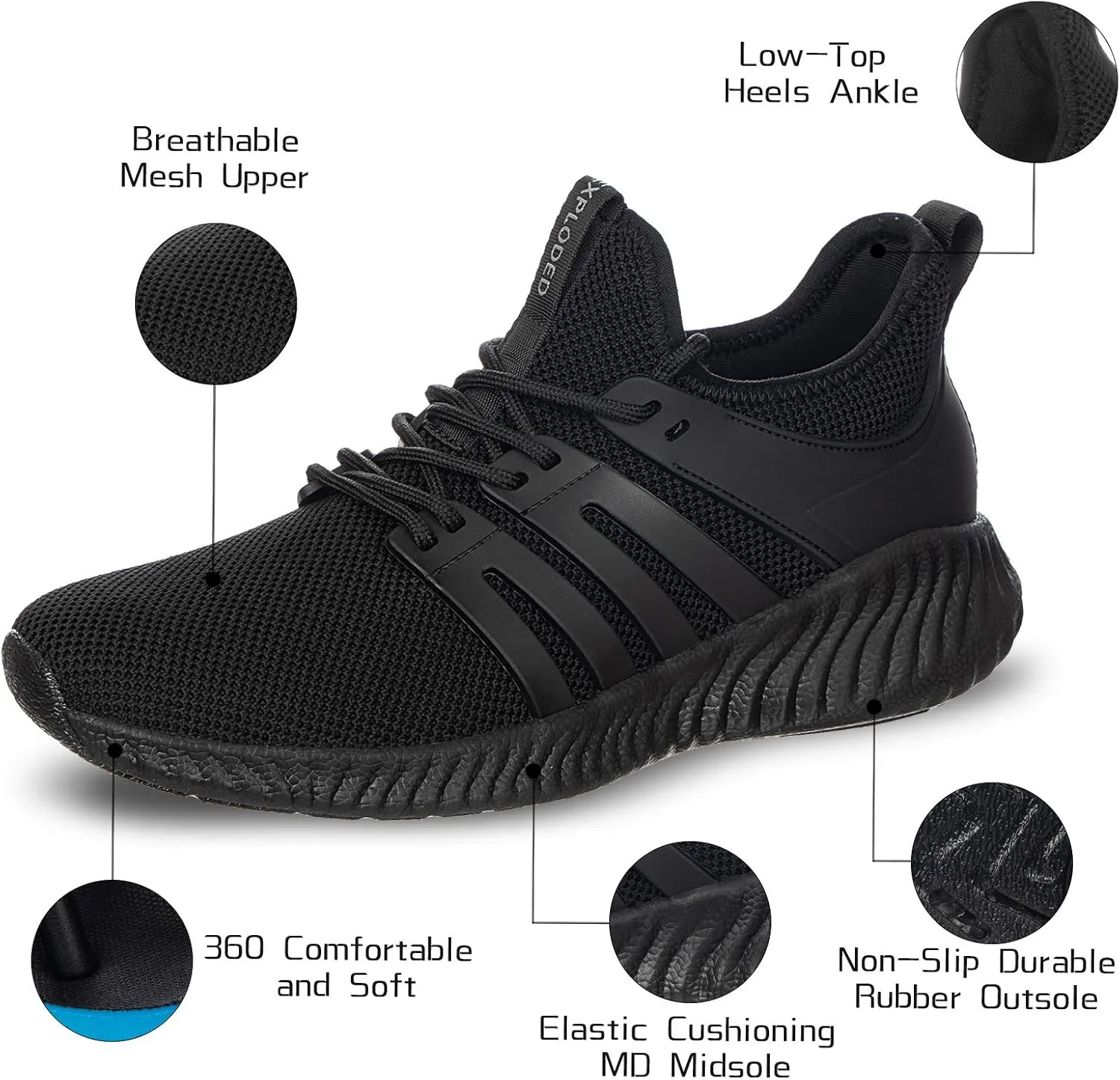 Mens Sneakers Walking Shoes - Memory Foam Athletic Tennis Running Workout Gym Ultra Lightweight Breathable Jogging Sports Shoes Slip on Casual Sneaker
