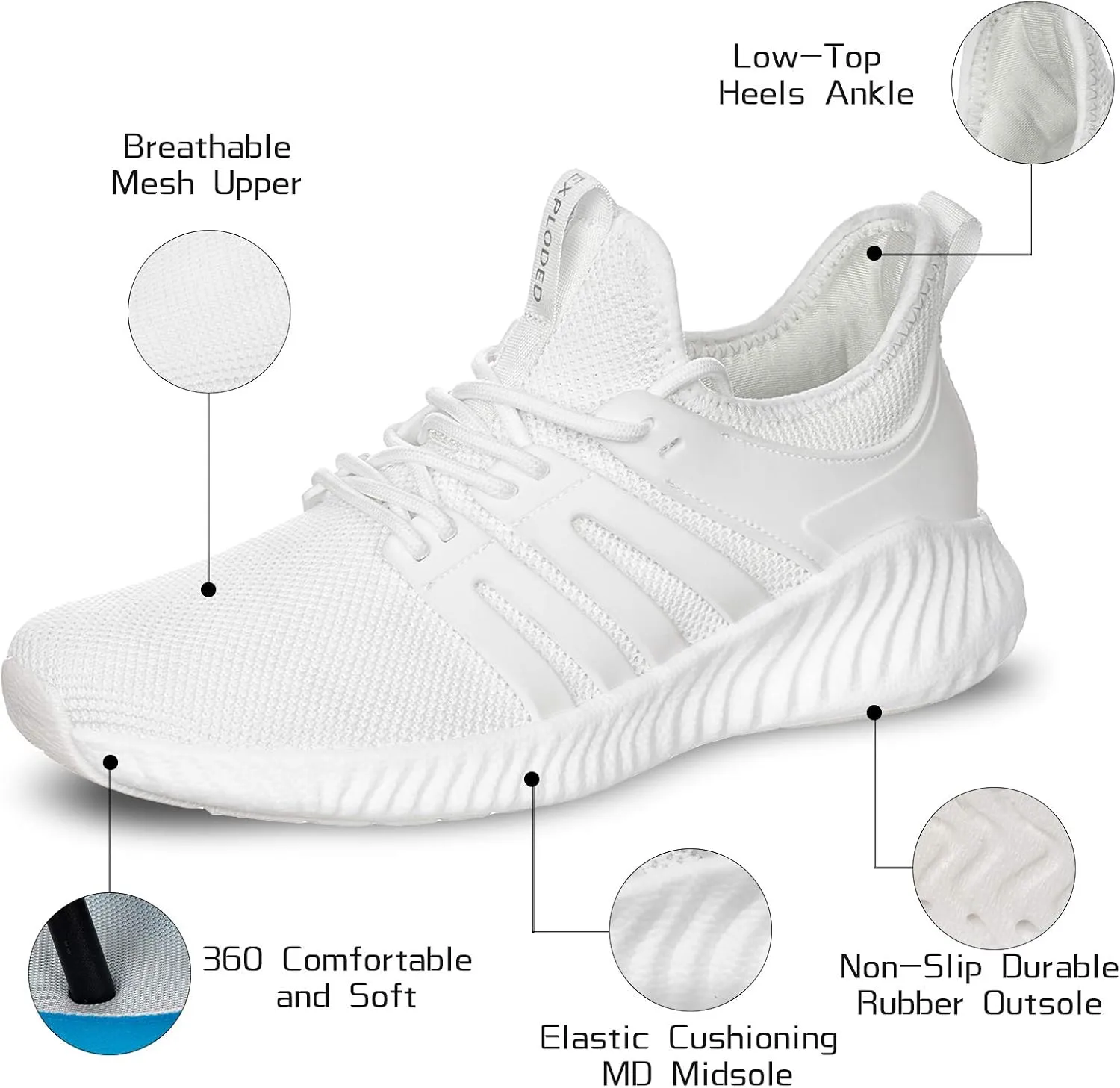 Mens Sneakers Walking Shoes - Memory Foam Athletic Tennis Running Workout Gym Ultra Lightweight Breathable Jogging Sports Shoes Slip on Casual Sneaker