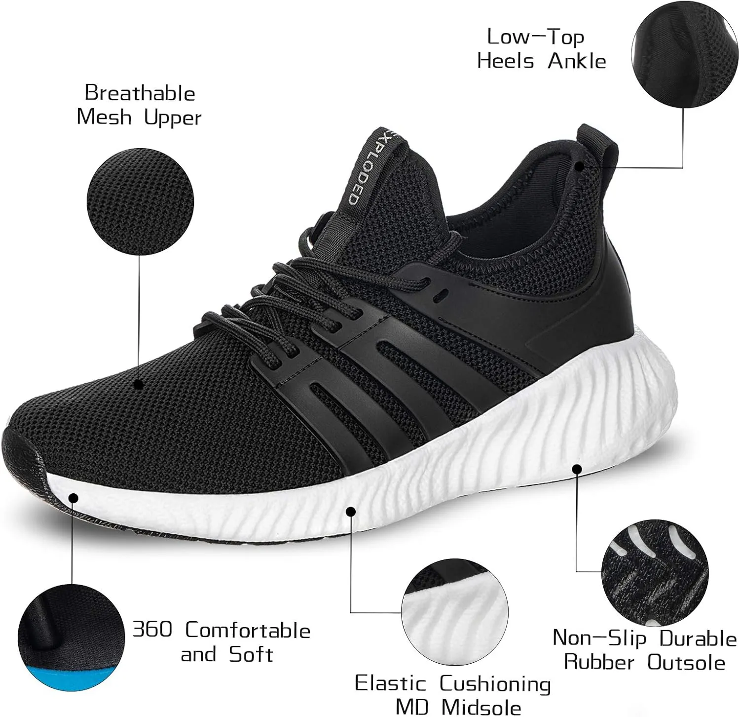 Mens Sneakers Walking Shoes - Memory Foam Athletic Tennis Running Workout Gym Ultra Lightweight Breathable Jogging Sports Shoes Slip on Casual Sneaker