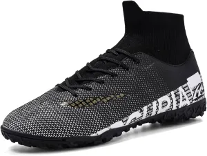 Men's Soccer Cleats Football Shoes with High-Tops Lace-Up Spikes Indoor Firm Ground Turf Training Exercise Futsal Boots