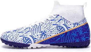 Men's Soccer Cleats Football Shoes with High-Tops Lace-Up Spikes Indoor Firm Ground Turf Training Exercise Futsal Boots
