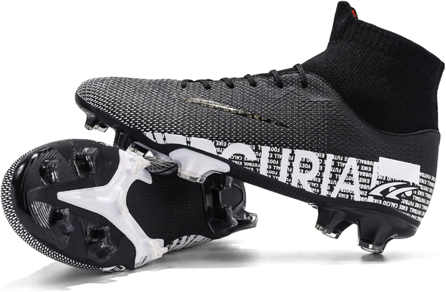 Men's Soccer Shoes Football Cleats High-Tops Lace-Up Non-Slip Spikes Outdoor AG/FG Baseball Lacrosse Rugby Combat Boots