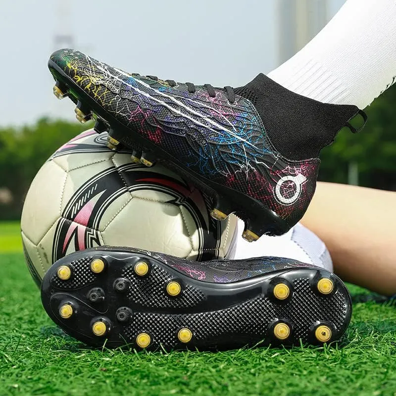 Men's Soccer Shoes High-Top Soccer Cleats Outdoor Breathable Athletic Professional Spikes Youth Boys Football Shoes Unisex