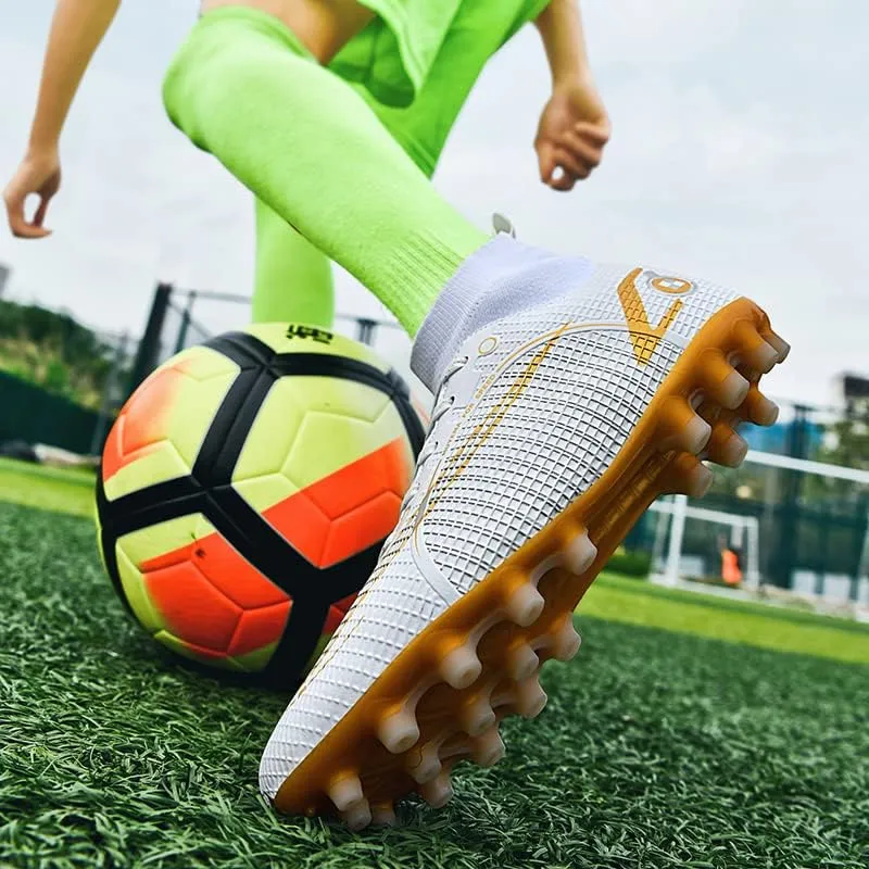 Men's Soccer Shoes High-Top Soccer Cleats Outdoor Breathable Athletic Professional Spikes Youth Boys Football Shoes Unisex