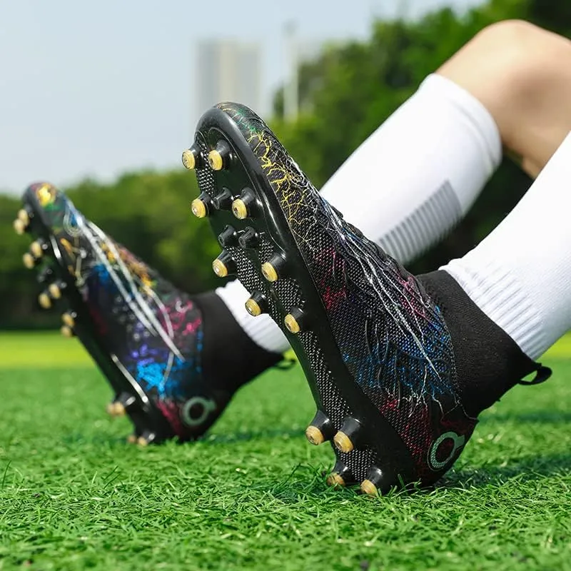 Men's Soccer Shoes High-Top Soccer Cleats Outdoor Breathable Athletic Professional Spikes Youth Boys Football Shoes Unisex