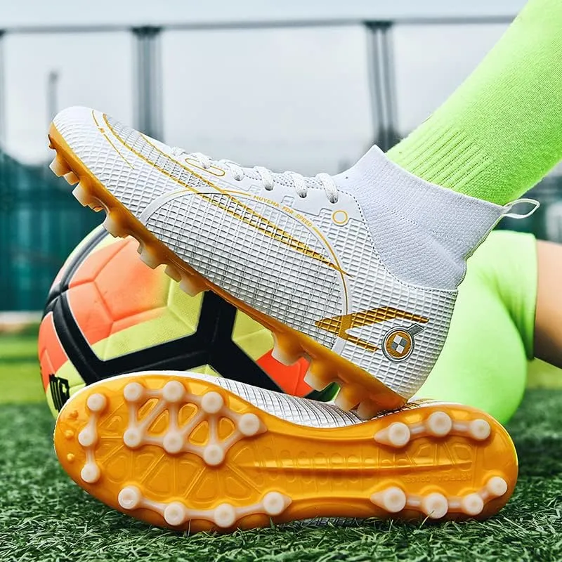 Men's Soccer Shoes High-Top Soccer Cleats Outdoor Breathable Athletic Professional Spikes Youth Boys Football Shoes Unisex