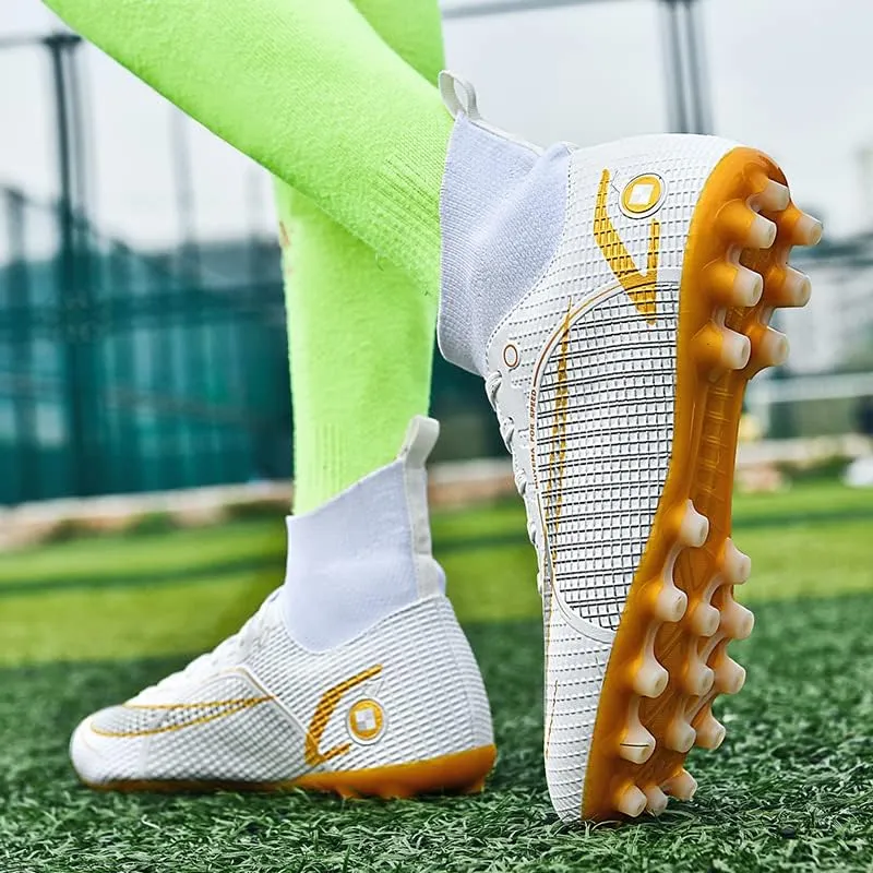 Men's Soccer Shoes High-Top Soccer Cleats Outdoor Breathable Athletic Professional Spikes Youth Boys Football Shoes Unisex