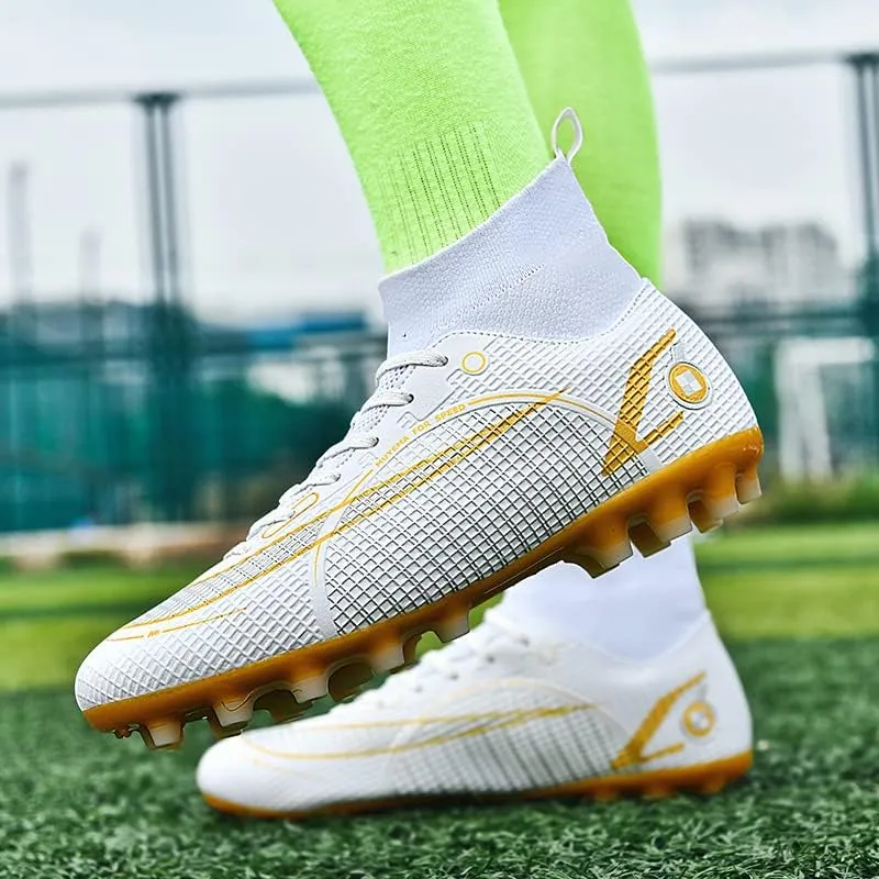 Men's Soccer Shoes High-Top Soccer Cleats Outdoor Breathable Athletic Professional Spikes Youth Boys Football Shoes Unisex