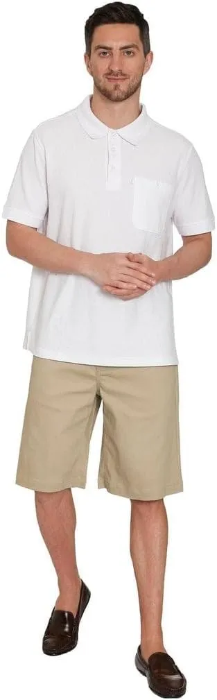 Men's Stretch Waist Pull On Shorts Free of Buttons & Snaps in Denim and Twill
