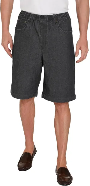 Men's Stretch Waist Pull On Shorts Free of Buttons & Snaps in Denim and Twill