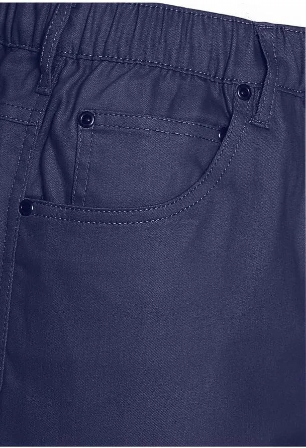 Men's Stretch Waist Pull On Shorts Free of Buttons & Snaps in Denim and Twill