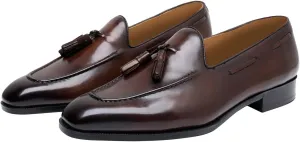 Mens Tassel Loafers Dress Casual Slip On Shoes Genuine Leather Prom Suit Shoes Wedding Business Penny Loafers Fashion Mocasines Tuxedo Shoes for Men
