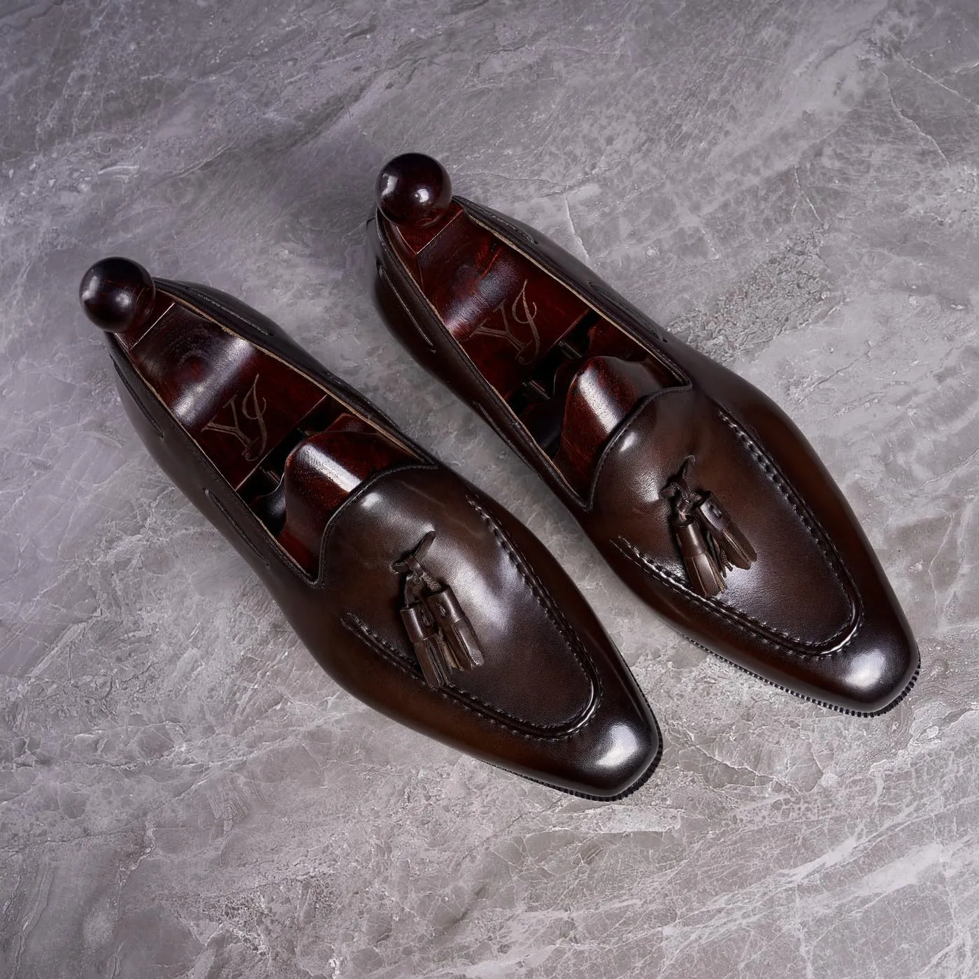 Mens Tassel Loafers Dress Casual Slip On Shoes Genuine Leather Prom Suit Shoes Wedding Business Penny Loafers Fashion Mocasines Tuxedo Shoes for Men
