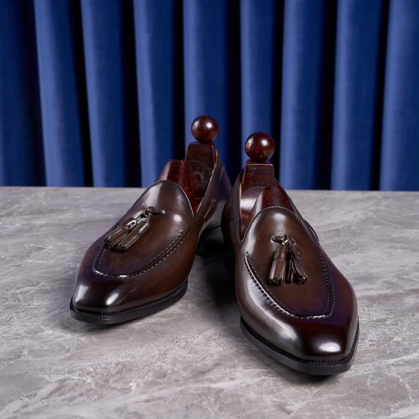 Mens Tassel Loafers Dress Casual Slip On Shoes Genuine Leather Prom Suit Shoes Wedding Business Penny Loafers Fashion Mocasines Tuxedo Shoes for Men