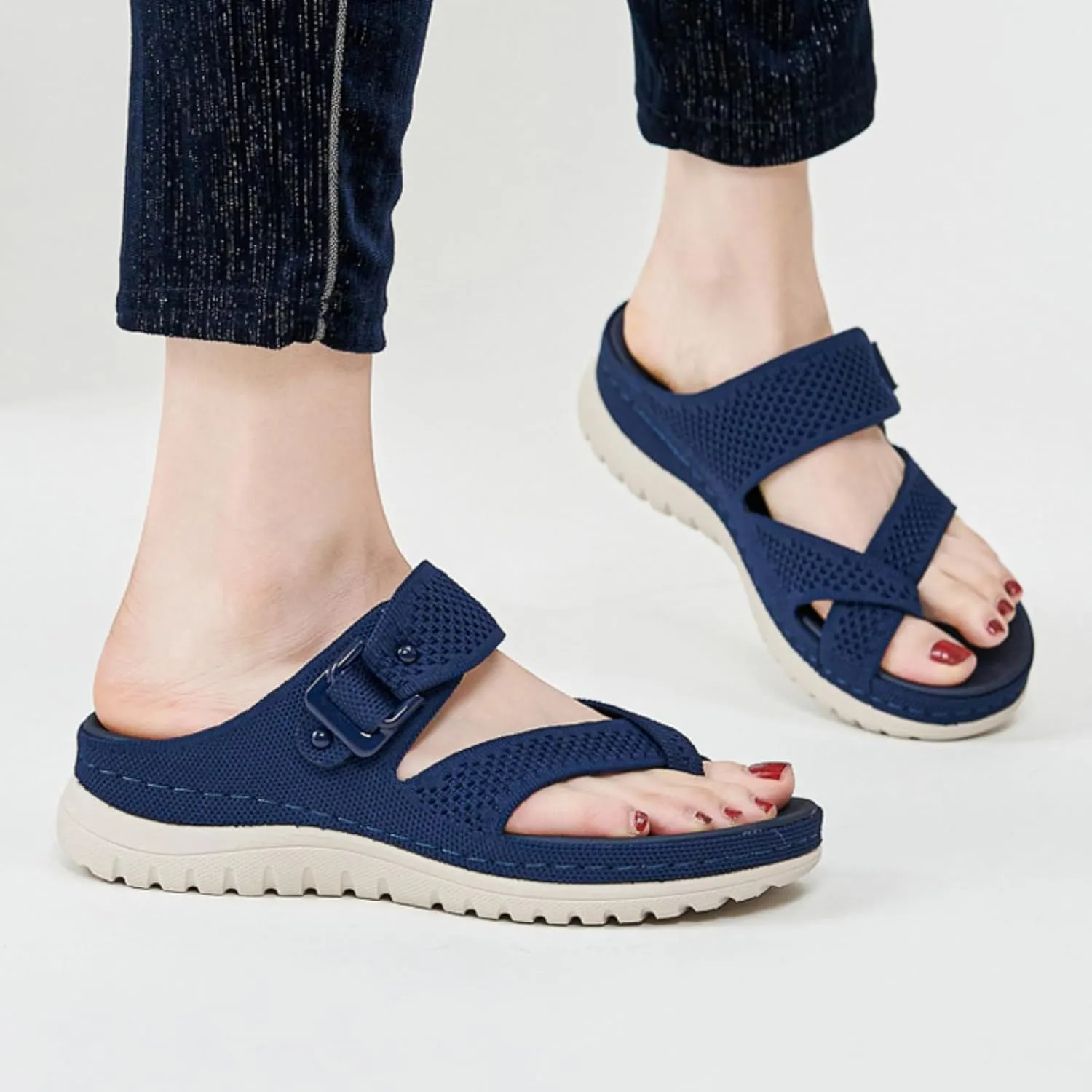 Mesh Flip Flops for Women, Women's Comfortable Breathable Mesh Flip Flops,Hollow Mesh Slide Sandals with Arch Support