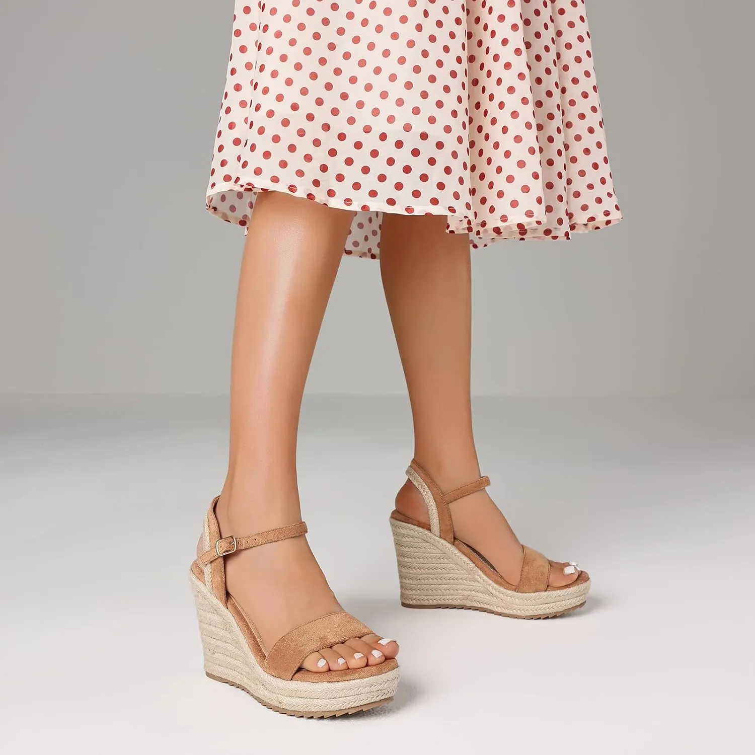 mikarka Women's Espadrille Wedge Sandals: Ankle Strap Platform Open Toe Wedges - Stylish High Heel Dressy Summer Wedges for Women, Inspired by Espadrilles