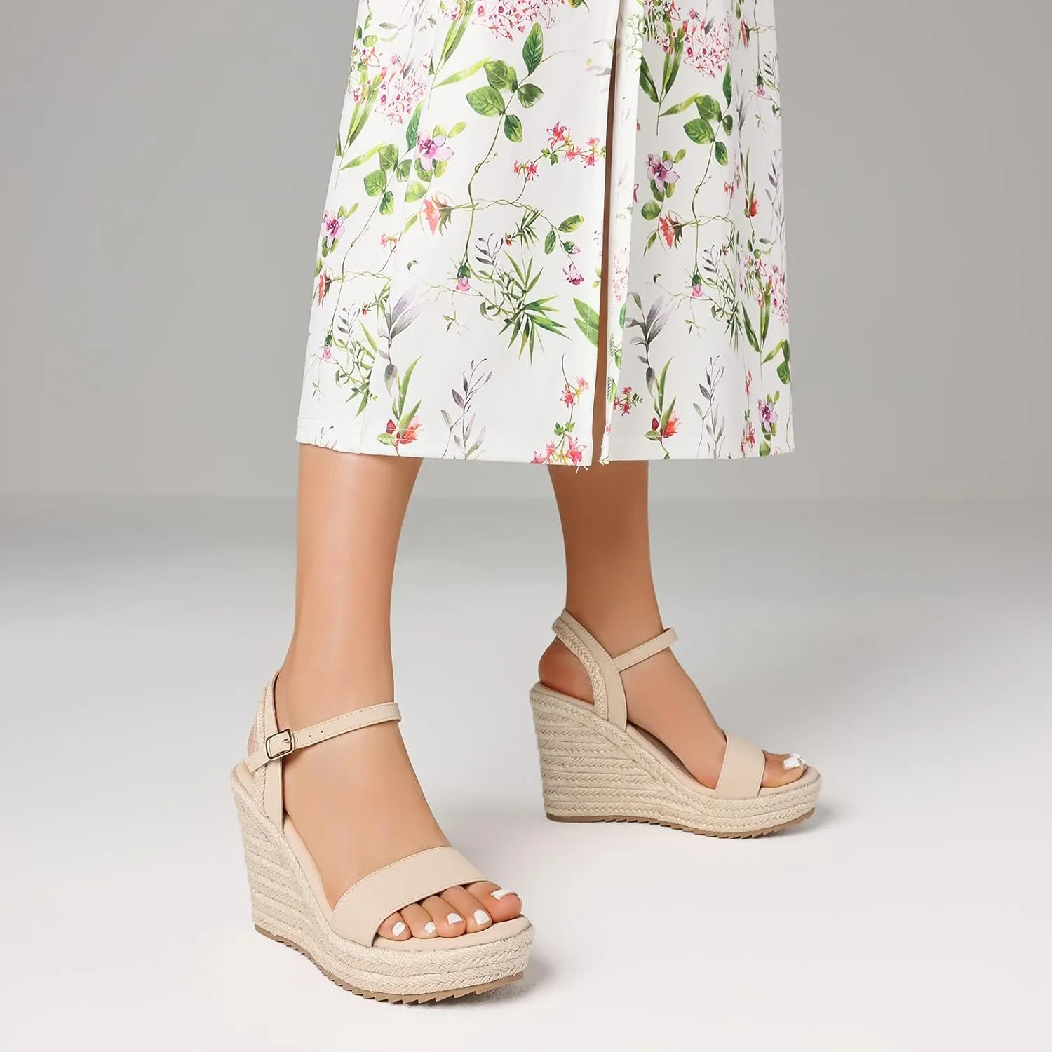 mikarka Women's Espadrille Wedge Sandals: Ankle Strap Platform Open Toe Wedges - Stylish High Heel Dressy Summer Wedges for Women, Inspired by Espadrilles